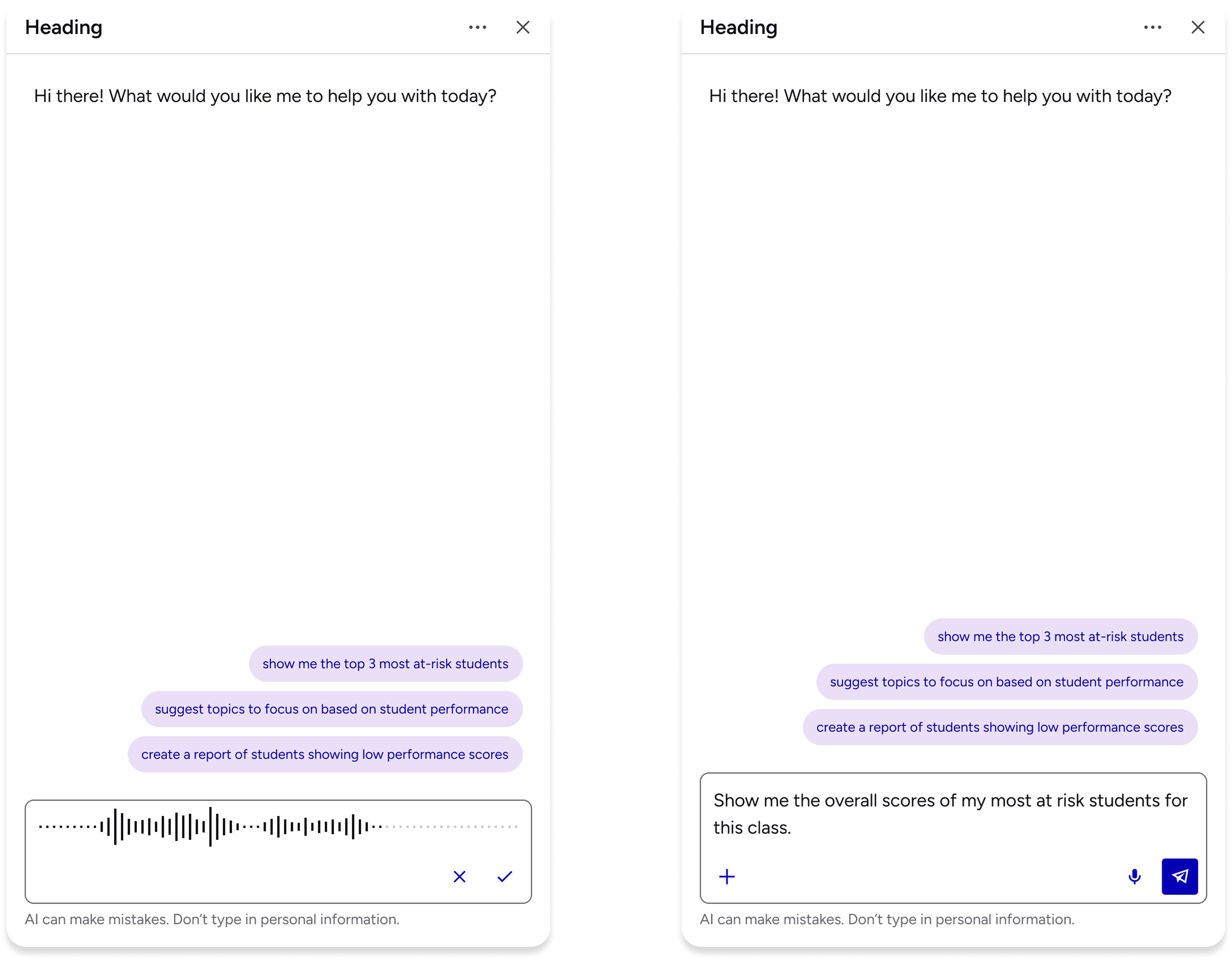 Dictation behavior mockup