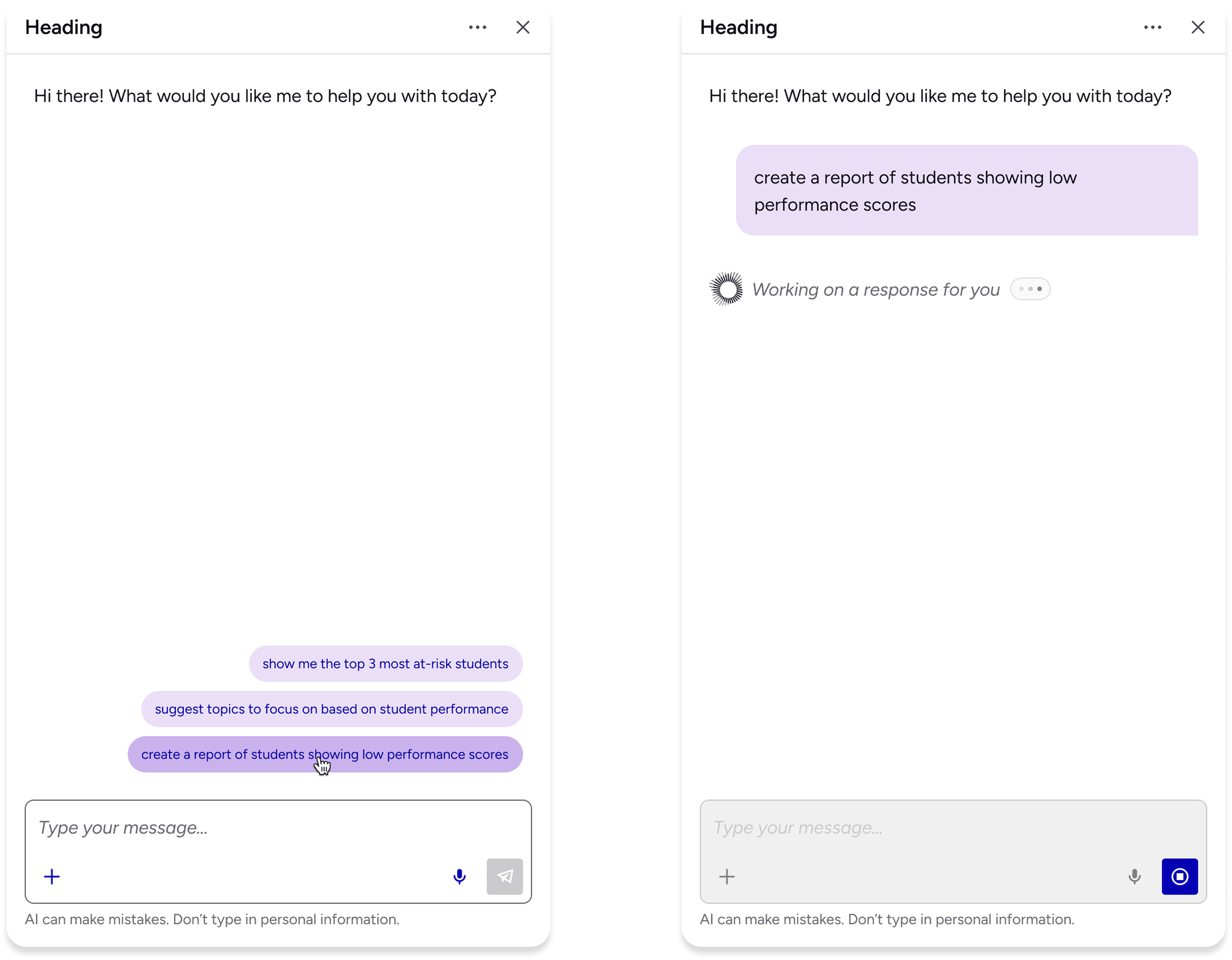 Prompt suggestion behavior mockup