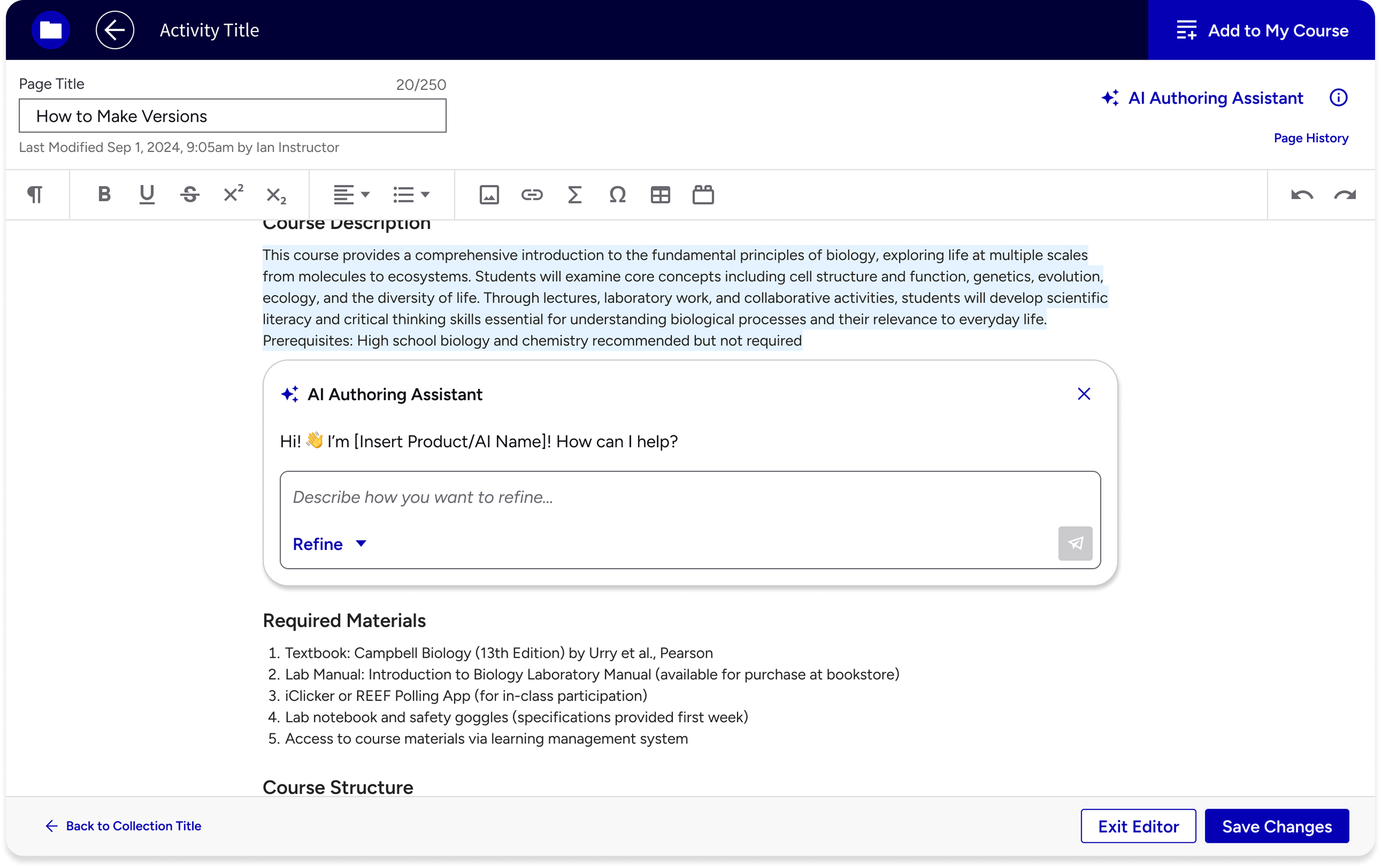 Content creation for pre-existing content mockup