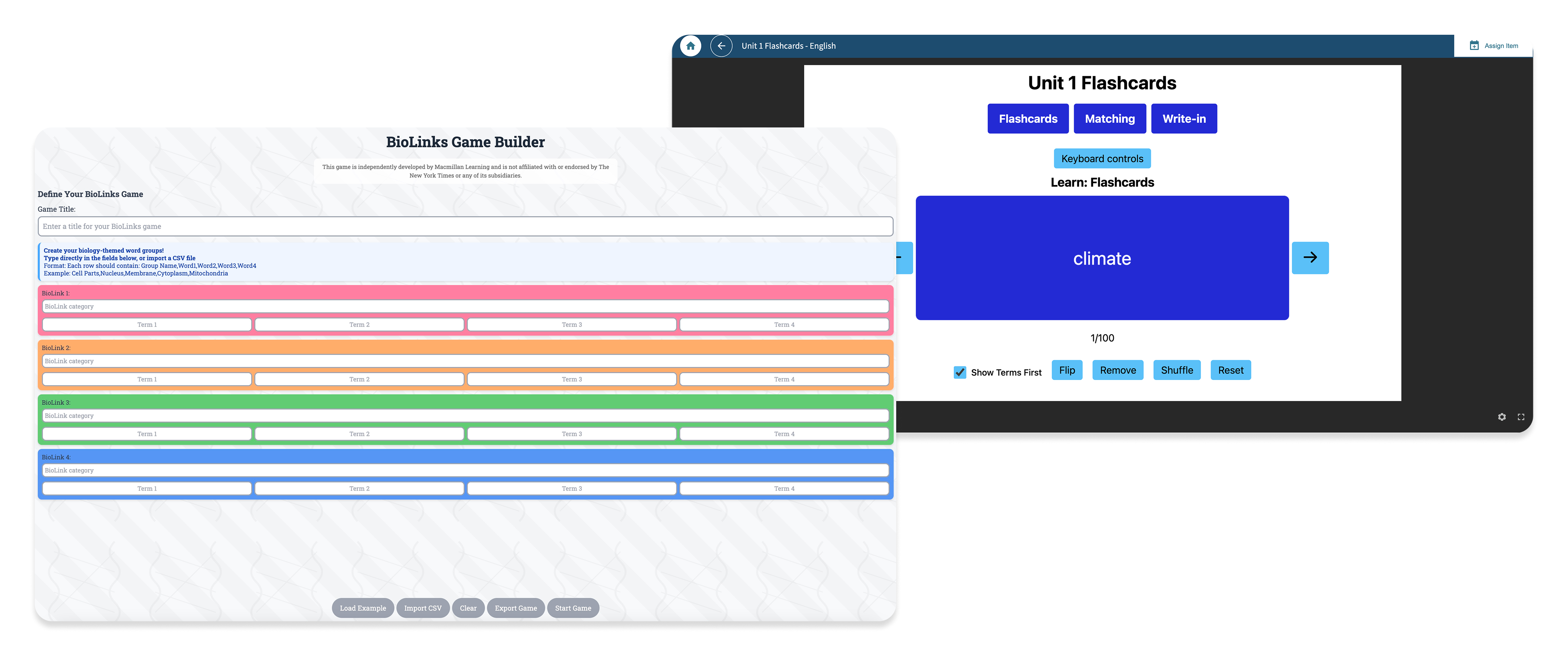 Instructor-built AI game prototype, made outside of Macmillan's design system